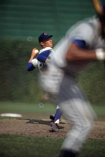 Chicago Cubs Ken Holtzman in action, pitching vs New York Mets at - Old Photo