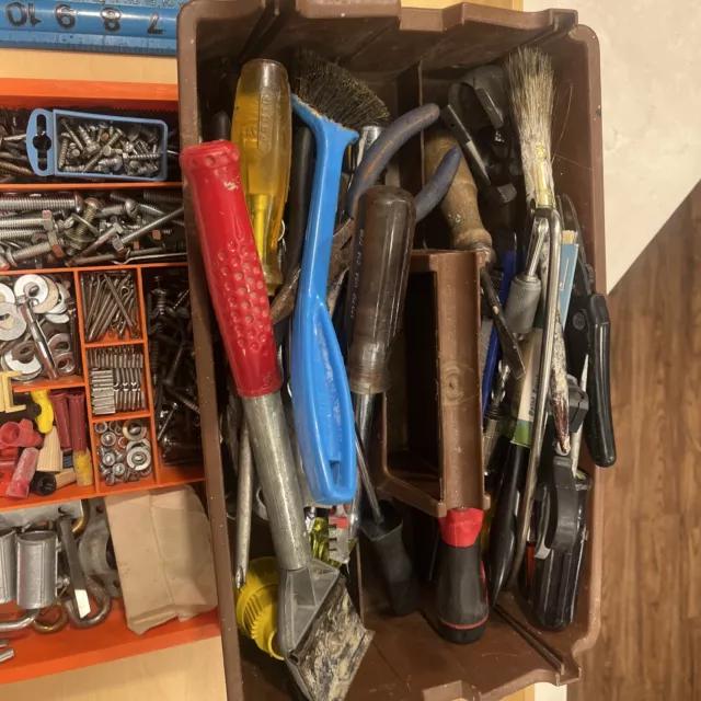 Large Lot Of Misc Tools with Tool tray that has a parts drawer! 3