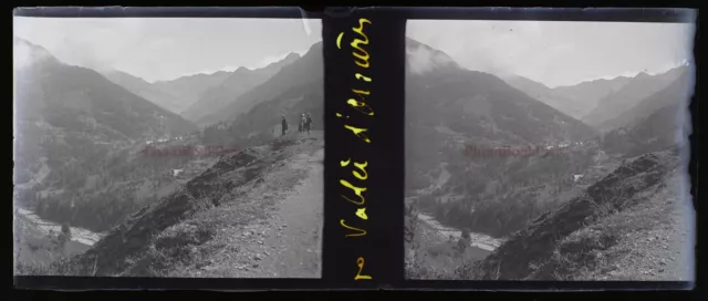 Vallée Montagne Photo Stereo NEGATIF Plaque de verre VR11y 