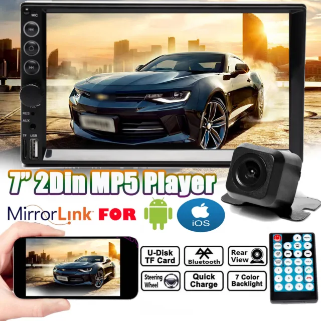 Mirrorlink For GPS Android IOS-7" Double 2DIN Car Stereo Radio MP5 Player Indash
