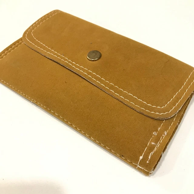 Vintage Mustard Yellow Velvet Vinyl Wallet Vtg 70s 1970s Snap Coin Pocket Purse