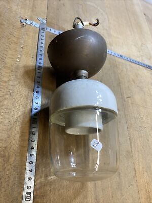 N. 9 Ancienne lampe d'atelier en porcelaine et globe en verre déco usine vintage