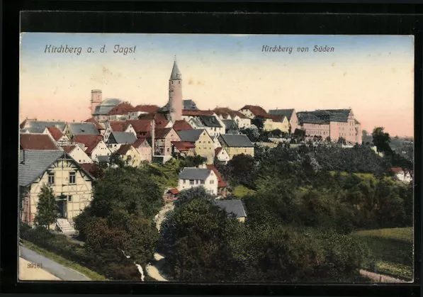 Ansichtskarte Kirchberg a. d. Jagst, Ortsansicht von Süden 1913