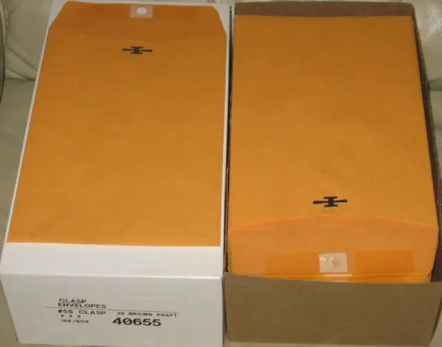 6x9 Clasp Envelopes 28 Lb. Brown Kraft Clasp Closure 100/Box.
