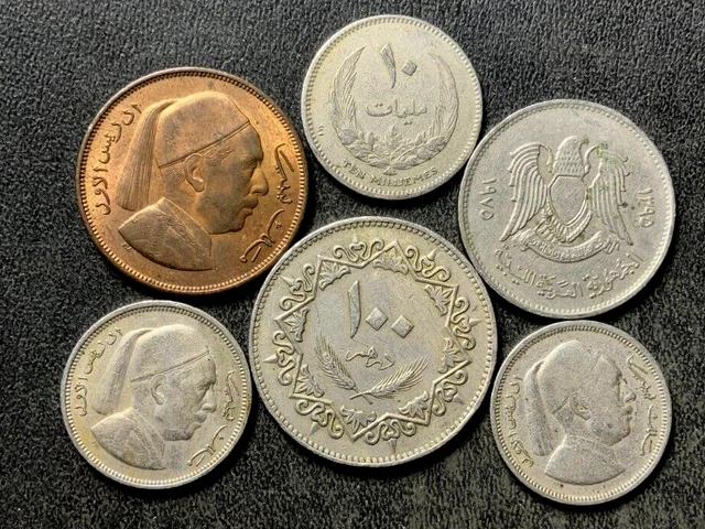 Old LIBYA Coin Lot - 1952-Present - 6 Uncommon Type Coins - Lot #S20