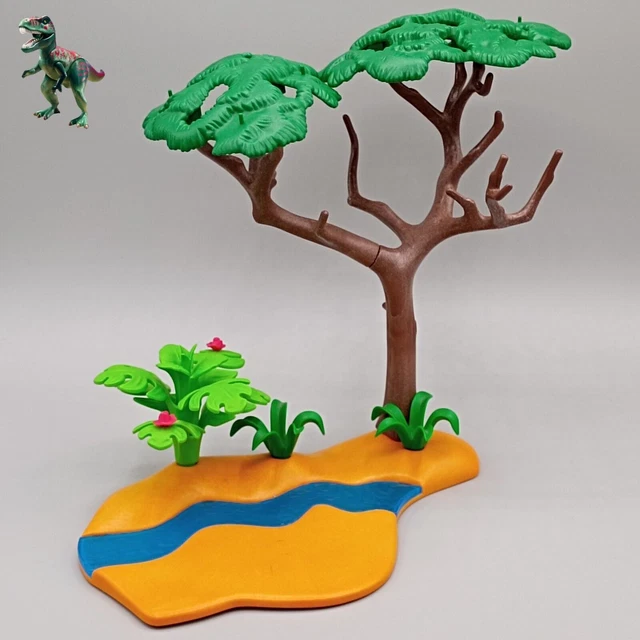 Lot Playmobil Savane : Lion Et éléphanteau Avec Végétation - Figurines Animaux Safari Vintage