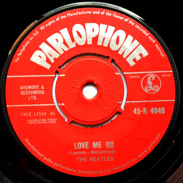 Beatles "Love Me Do" Uk Red Label Early 1 Stamper Press Superb Vinyl & Audio
