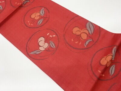 6203035: Japanese Kimono / Vintage Fukuro Obi / Woven Flower & Roundel