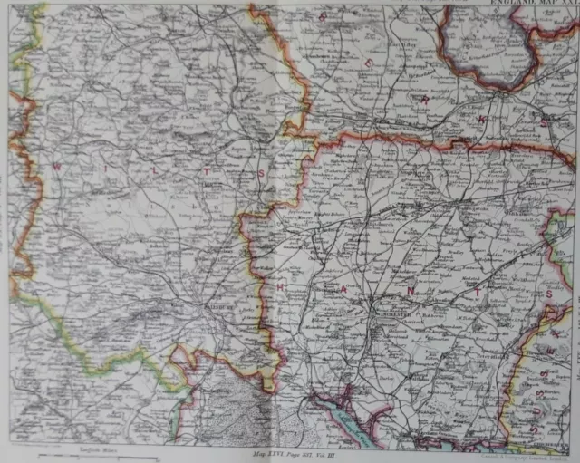 1896 Wiltshire, Hampshire & West Berkshire. Victorian county map.