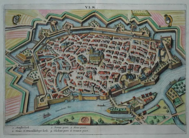 Ulm - Sehr seltene Gesamtansicht von Danckerts nach Merian - Original von 1642