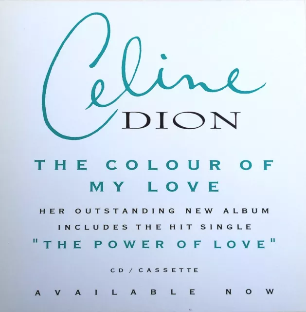 CELINE DION Display The Colour Of My Love WHITE UK PROMO Rare 12" x 12" Poster