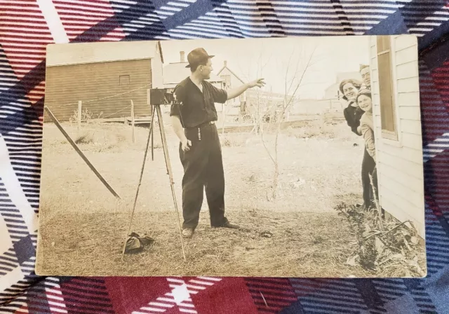 Early Photograph Photographer Takes Photo Of Himself Taking A Pic. 1915. RPPC.