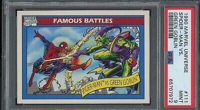 Spider-Man Vs. Green Goblin - 1990 Marvel Universe Impel Comic Card #111 - PSA 9