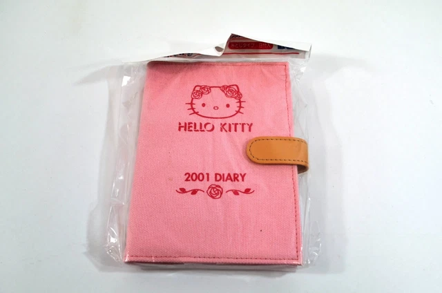 HELLO KITTY 2001 Diary Schedule Book Pink Canvas Cover Sanrio NOS £19. ...