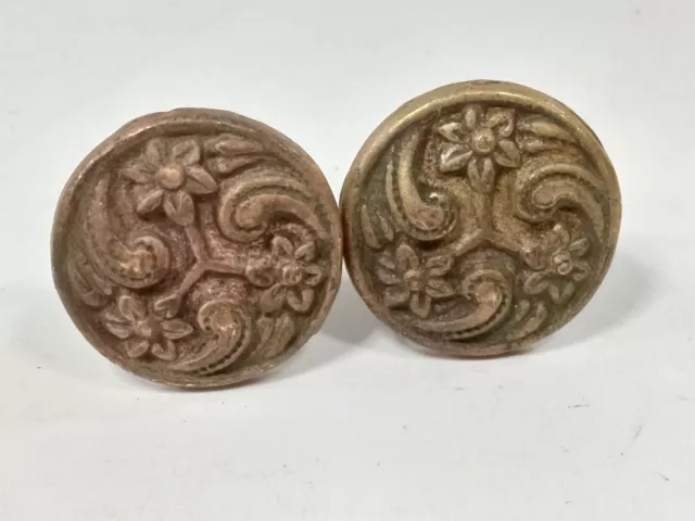 Pair Of Vintage Antique Ornate Brass Cabinet Drawer Pull Knob Handles
