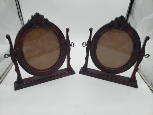 2 Vintage Victorian Ornate Oval Swivel Tilt Picture Frame British Register
