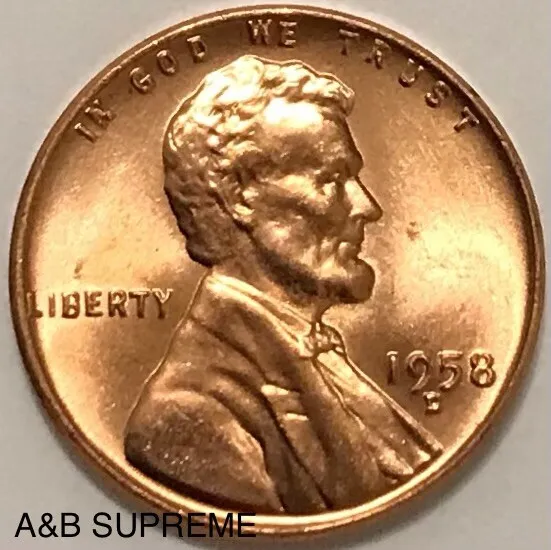 1958 D Lincoln Wheat Cent Bronze Penny Gem Bu Uncirculated