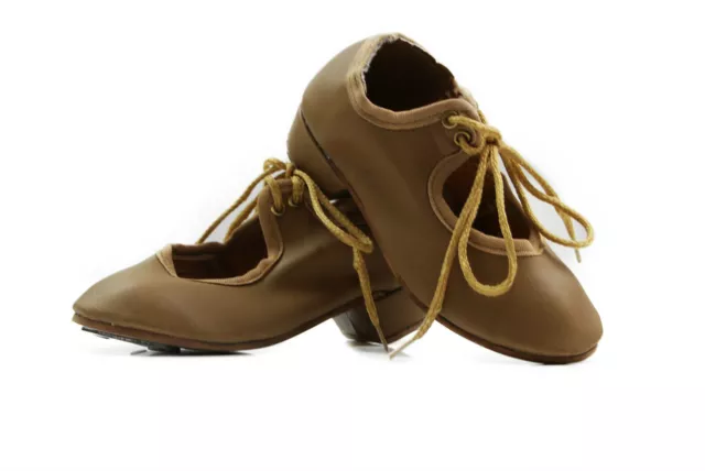 Girls Womens Quality Black Nude Tan Leather Tap Lace Up Women's Dance Kids Shoes