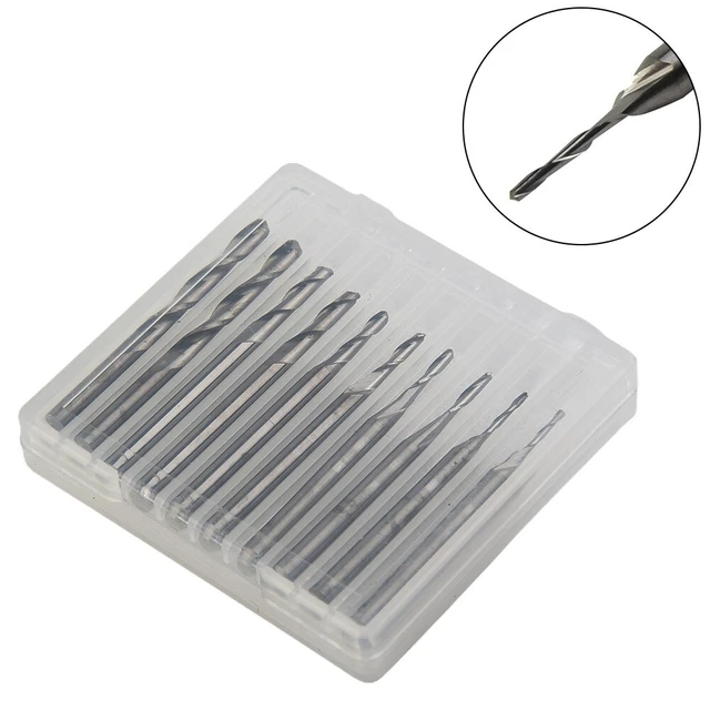 Set punte router incisione precisa con 2 flauti e 3 gambo 175 mm 10 pz