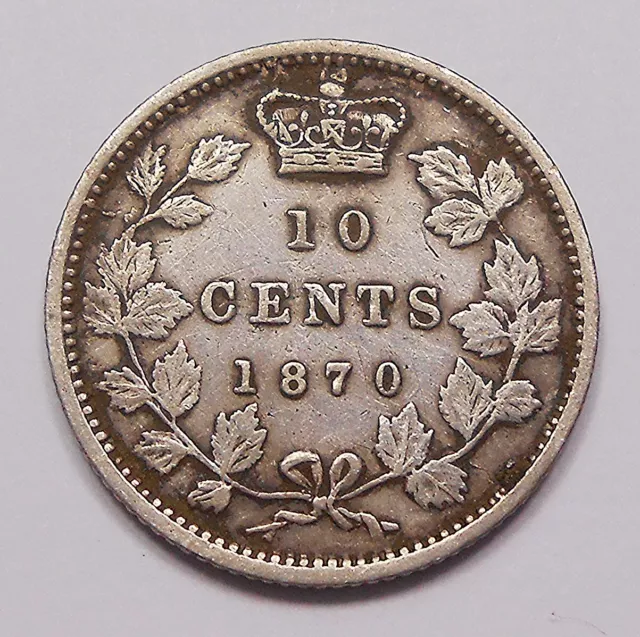 1870 NARROW 0 Ten Cents aVF Beautiful HIGH Grade Early Victoria 2nd Canada Dime