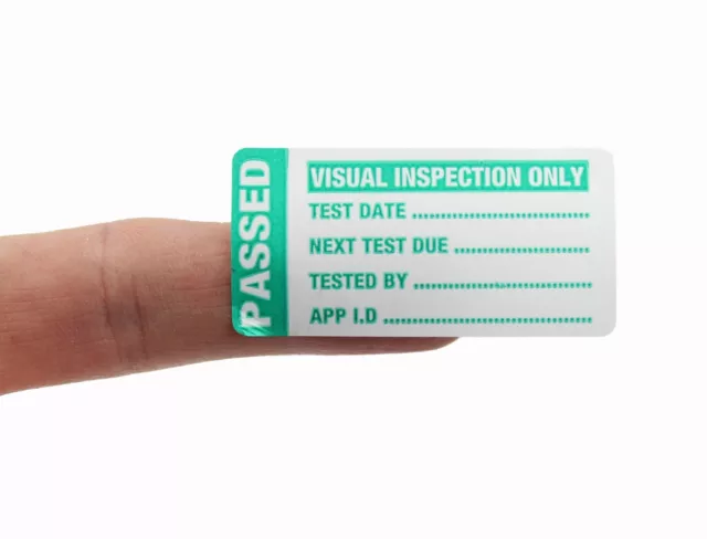 1,000 PAT Testing Labels - VISUAL INSPECTION Passed - Tough Polypropylene Labels