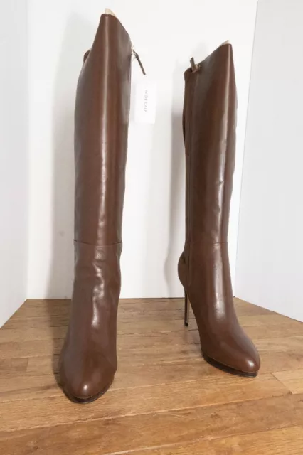 Women's Brown Leather Wide Calf, Boots, Nine West, Quizme Platform Boots Size 10