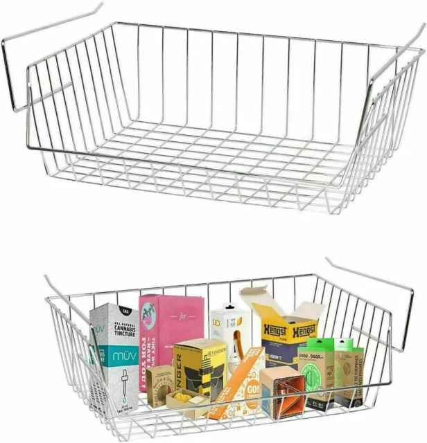 Heavy Duty Under Shelf Storage Basket Rack Cupboard Kitchen Organizer Shelves