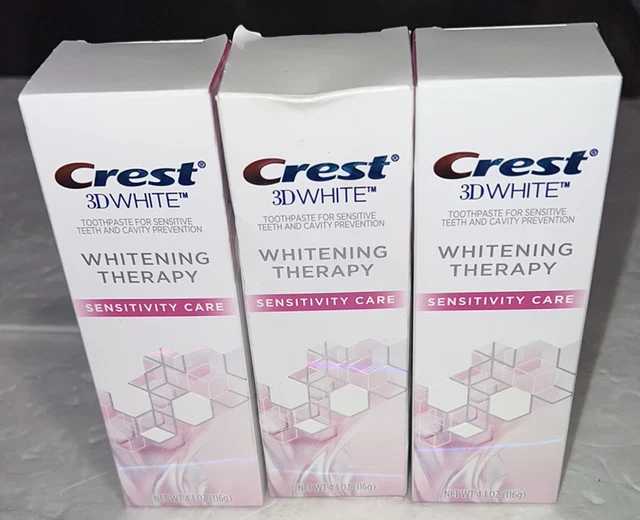 Paquete de 3 Pasta de Dientes Cresta 3D Blanca COMO NUEVA Terapia de Blanqueamiento 4.1 Oz VENCIMIENTO: 11/2021 NUEVO