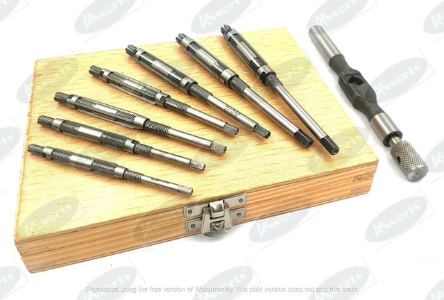 HSS Adjustable Hand Reamers 7 Pc Set (HV to H3 # 1/4" to 15/32" 6.35 - 12 mm