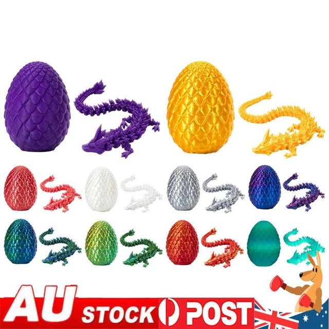 12-Pack 3D Printed Articulated Dragons In Eggs - 8.7" Movable Slithering Dragon Toys, PLA Material, Gift Set