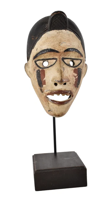 Kongo Mask White Wood Congo African Art