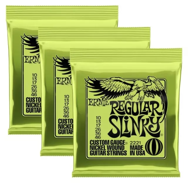 3 Packs Ernie Ball 2221 Regular Slinky 10-46 Electric Guitar Strings *BRAND NEW