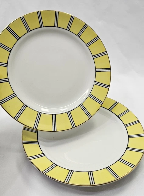 Rare Vintage Hand Painted Nippon Porcelain Set Of 2 Salad Plates Yellow Japan