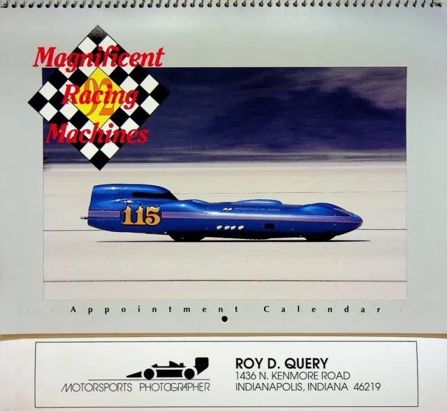 Vtg. NOS 1992 Magnificent Racing Machines Appointment Wall Calendar Photos Cars