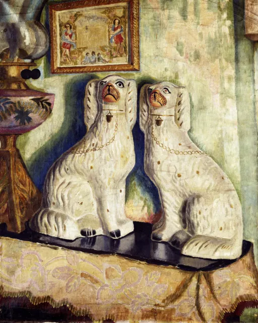 Dora Carrington "Staffordshire Dogs" Brown Artwork PAPER or CANVAS Fine Art