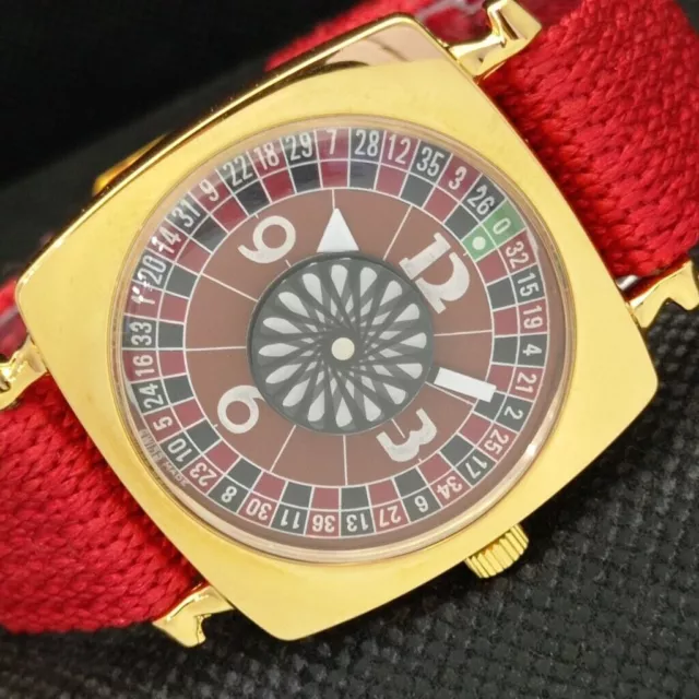 Antiguo Reloj Suizo Para Hombres Con Esfera Marrón Misteriosa Estilo Póker...