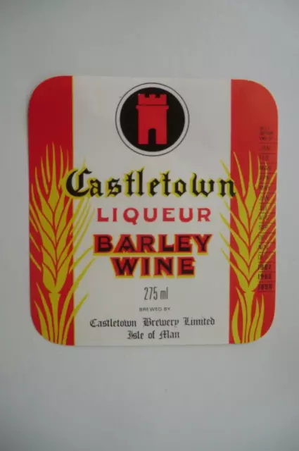 1989 CASTLETOWN BREWERY ISLE OF MAN BARLEY WINE 275ml BREWERY BEER BOTTLE LABEL