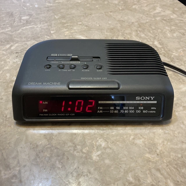 SONY DREAM MACHINE AM/FM Alarm Clock Radio Model ICFC25 Black, Red