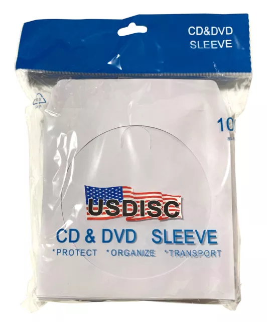 4000 USDISC Paper Sleeves 100g Window, Flap (White)