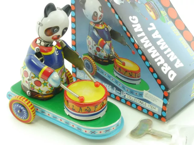 MS 565 Drum Animal Panda Clockwork Tin Toy China Original Package Sg 1412-06-61