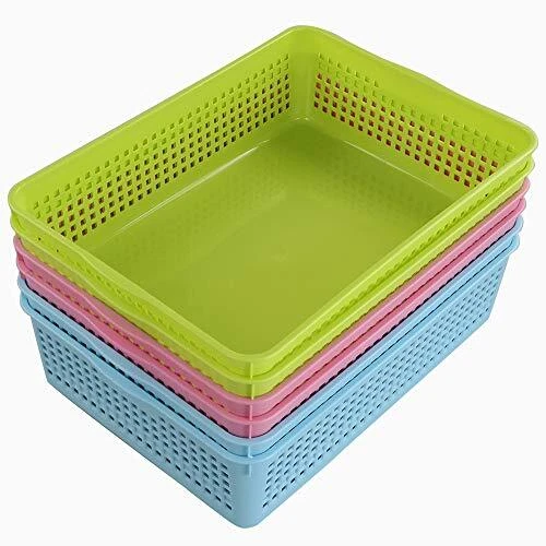 Plastic Storage Baskets Tray - Classroom Organizer (6 Pack)