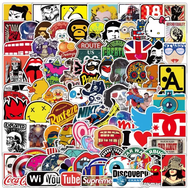 Lot 100 Random Vinyl Laptop Skateboard Stickers bomb Luggage Decals Dope Sticker