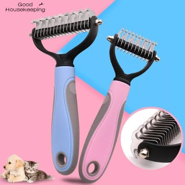 Professional Pet Grooming Tool 2 Sided Undercoat Dog Cat Shedding Comb Brush Pet