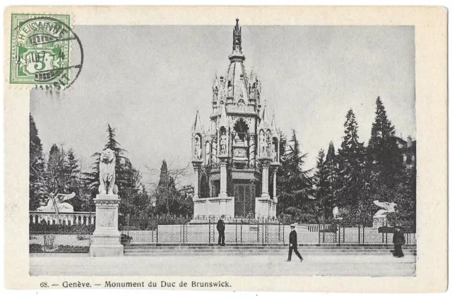 GENÈVE Suisse - Monument Duc de Brunswick CPA animée écrite à Mr Fanduze en 1907