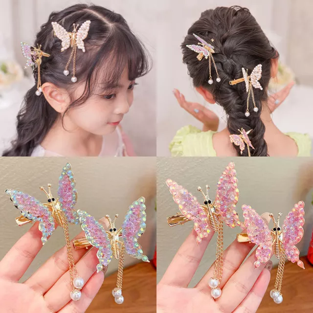 Elegant Tassel Butterfly Hairpins Moving Flying Girls Shiny Hair Clips Barrette*