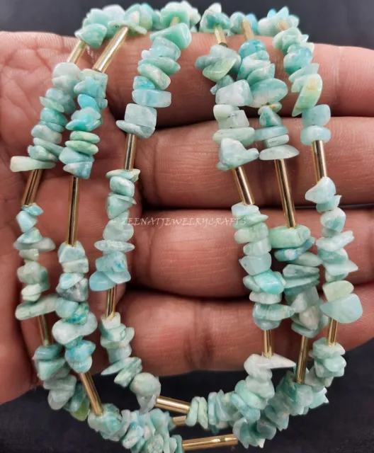 13" Natural Amazonite Smooth Uncut Chip Raw Nugget Beads Jewelry Making Crafts