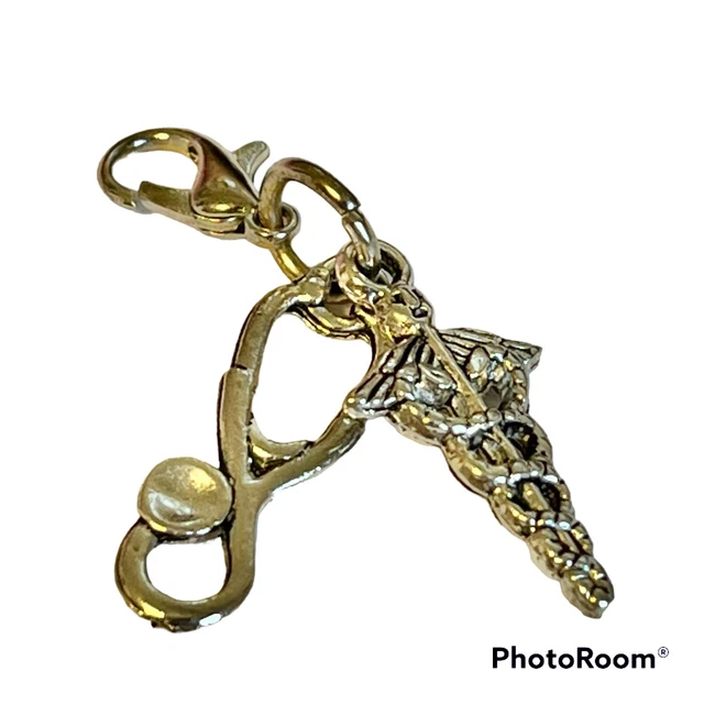 Caduceus Stethoscope Charm Clip On Zipper Pull Pulmonary Medical Nursing Gift