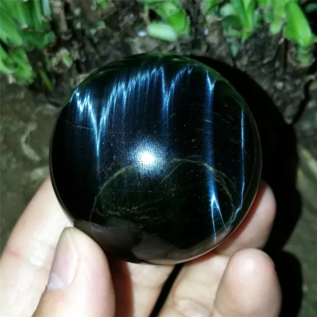 165g 48mm Super Rare Sparkle Blue "Aurora" Sphere Natural Tiger Eye Quartz Ball 2