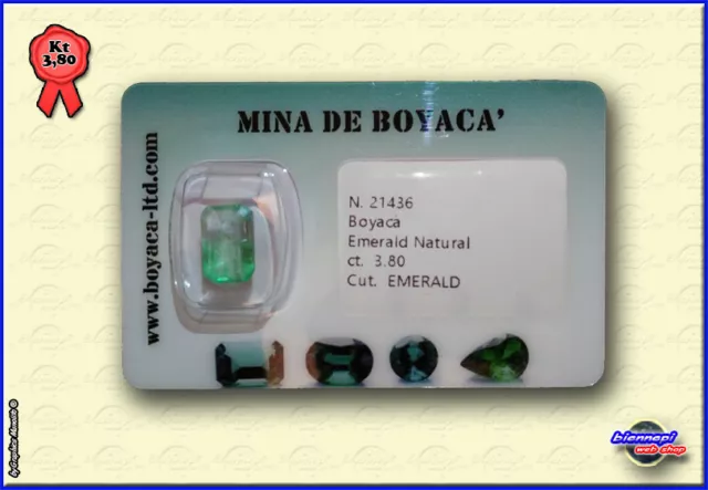 SMERALDO COLOMBIA CERTIFICATO In Blister Certfied Taglio EMERALD Kt 3,80