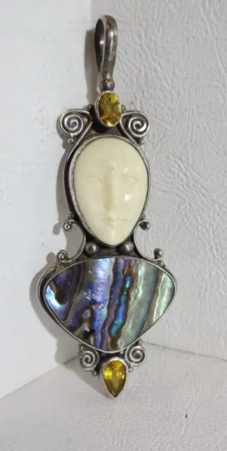 Sajen Like Pendant Goddess Abalone Sterling